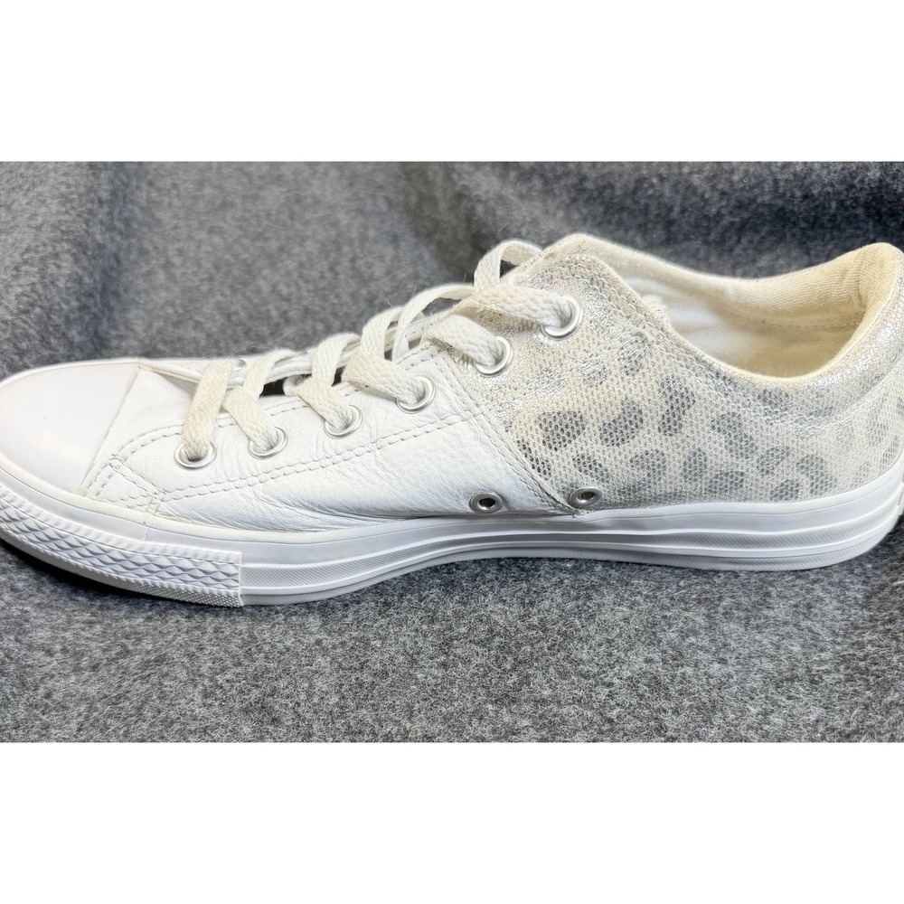 Converse Chuck Taylor All Star White Leather Leopard Print Sneakers Womens 10 - Picture 1 of 13